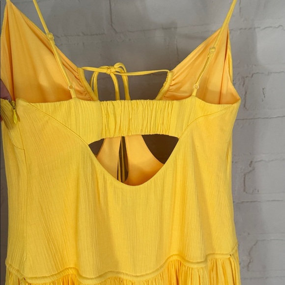 Jonathan Simkhai dress Lina Maxi yellow daffodil cut out tiered lined NEW small - Picture 6 of 8